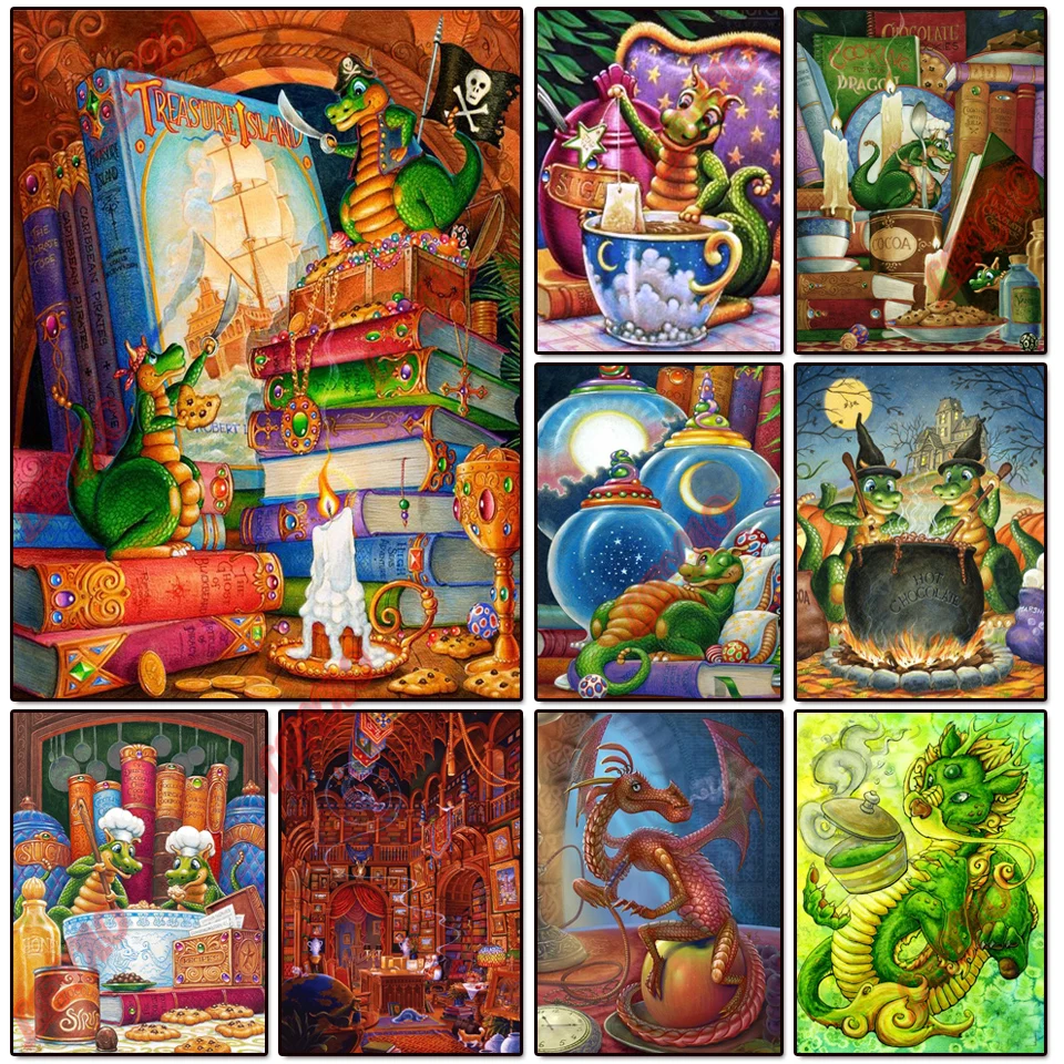 5D DIY Diamond Painting The Literate Dragon By Randal Spangler Square/Round Cross Stitch Kits Art Embroidery Craft Home Decor
5D DIY Diamond Painting The Literate Dragon By Randal Spangler Square/Round Cross Stitch Kits Art Embroidery Craft Home Decor