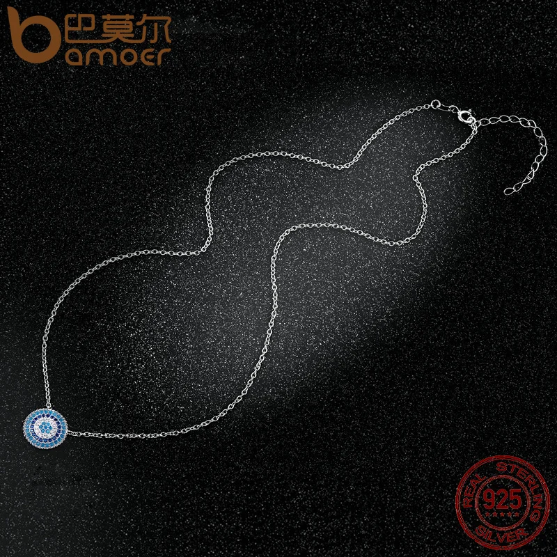 BAMOER Popular 925 Sterling Silver Round Blue Crystal Lucky Blue Eyes Women Pendant Necklaces Authentic Silver Jewelry SCN099 
BAMOER Popular 925 Sterling Silver Round Blue Crystal Lucky Blue Eyes Women Pendant Necklaces Authentic Silver Jewelry SCN099
