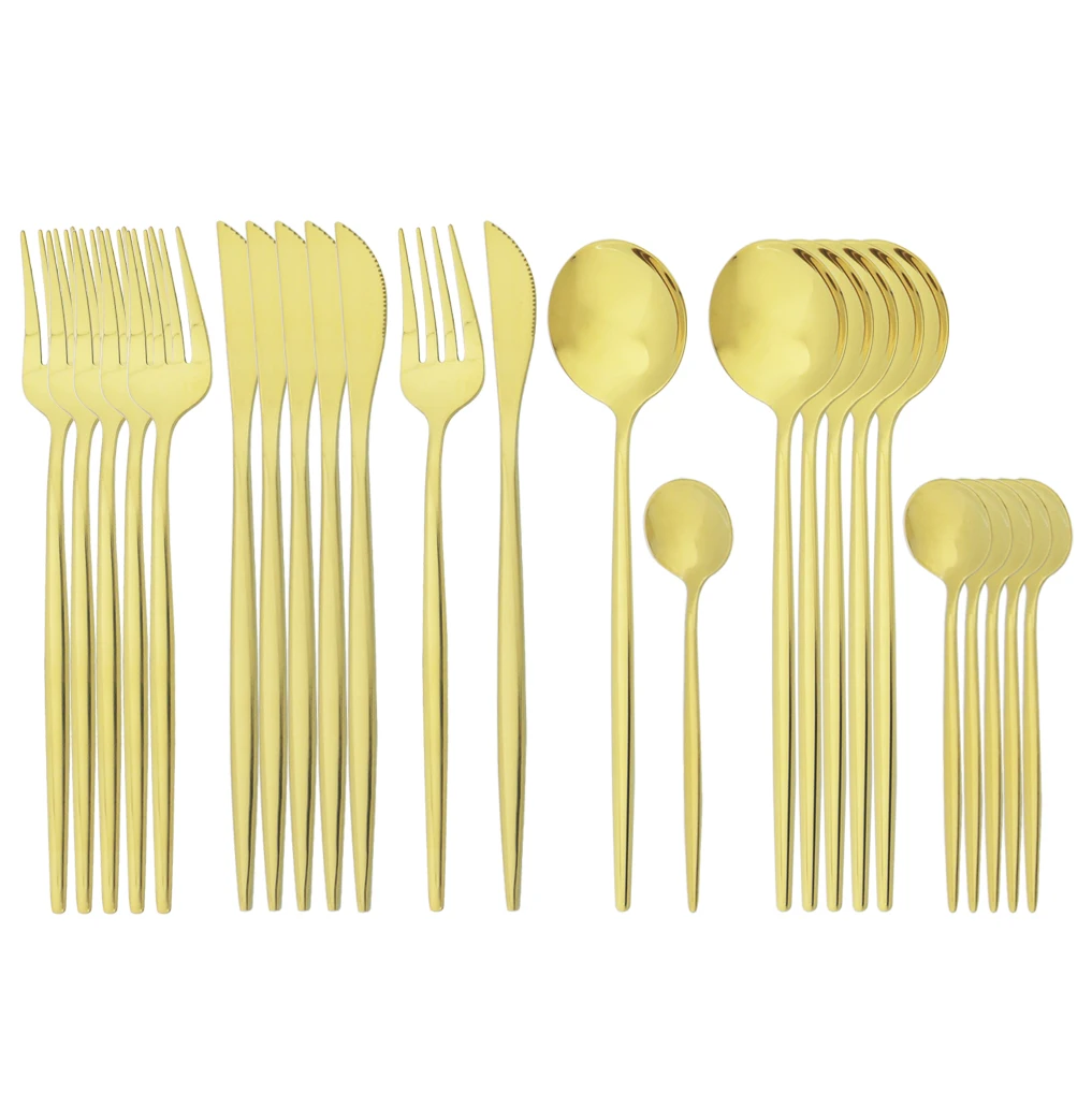 24Pcs/Set Gold Cutlery Set Knife Fork Coffee Tea Spoon Tableware Set Stainless Steel Dinnerware Set Kitchen Dinner Tableware Set
24Pcs/Set Gold Cutlery Set Knife Fork Coffee Tea Spoon Tableware Set Stainless Steel Dinnerware Set Kitchen Dinner Tableware Set