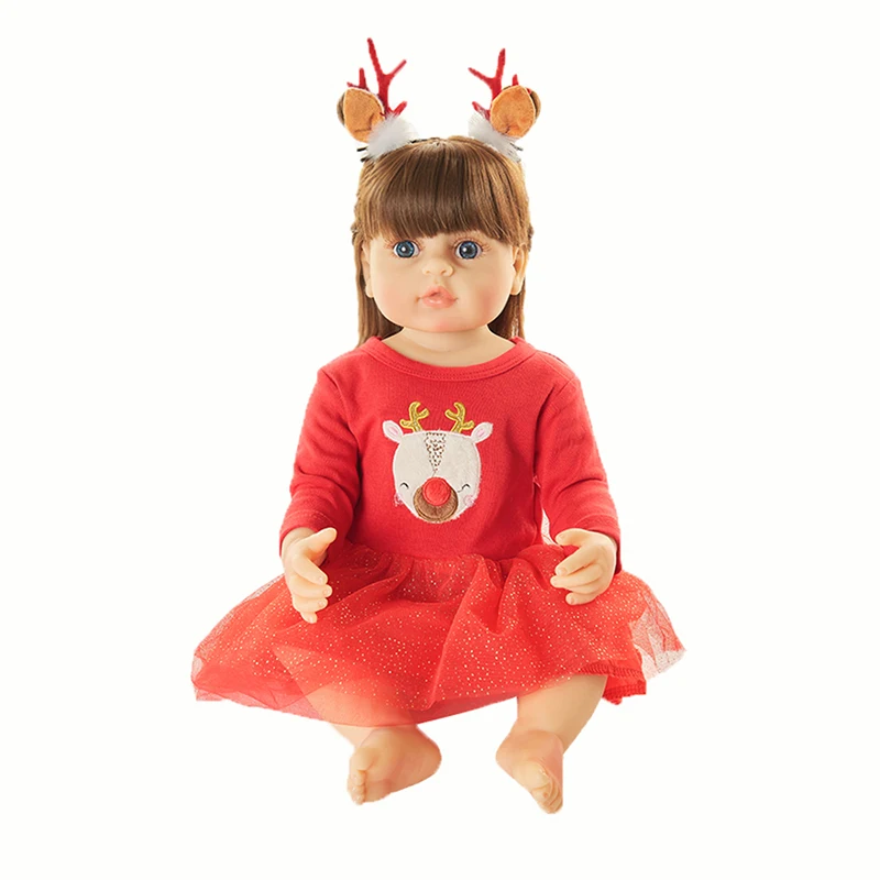 55cm Soft Silicone Reborn Baby Doll 22Inch Christmas Costume Toddler Soft Dolls Body Lifelike Christmas For Girl Gift
55cm Soft Silicone Reborn Baby Doll 22Inch Christmas Costume Toddler Soft Dolls Body Lifelike Christmas For Girl Gift