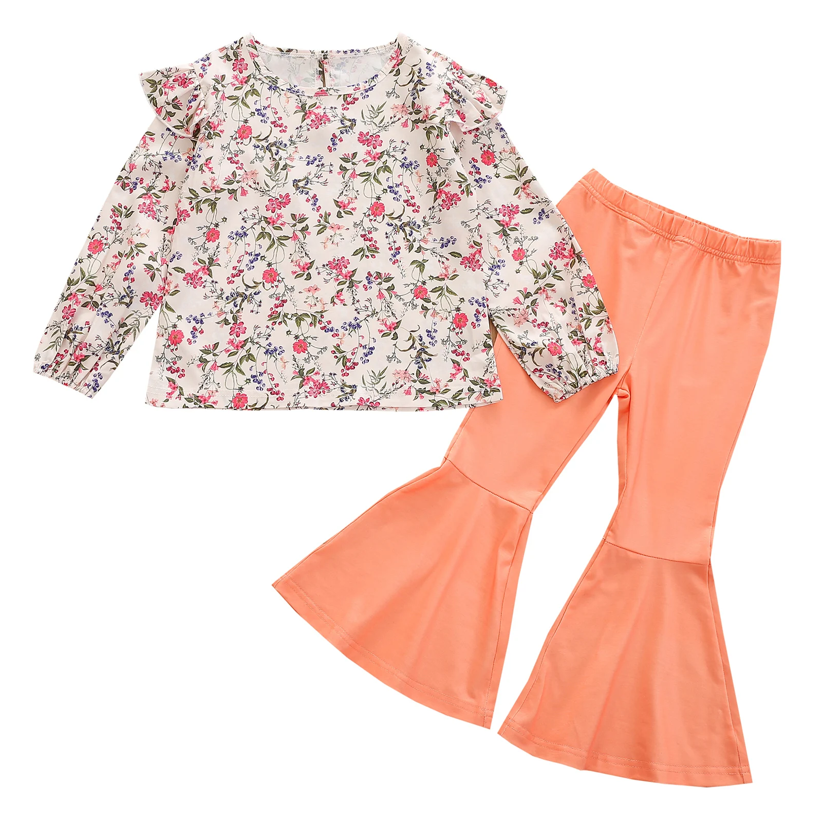 2 Pcs Toddler Kids Casual Outfits Baby Girls Flower Print Long Sleeve Round Neck Ruffle Pullover Tops Solid Color Flared Pants
2 Pcs Toddler Kids Casual Outfits Baby Girls Flower Print Long Sleeve Round Neck Ruffle Pullover Tops Solid Color Flared Pants