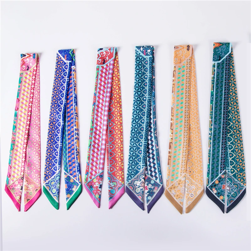 New geometric pattern scarves women luxury beach shawl small silk scarf bag ribbon ladies turban headband C17
New geometric pattern scarves women luxury beach shawl small silk scarf bag ribbon ladies turban headband C17