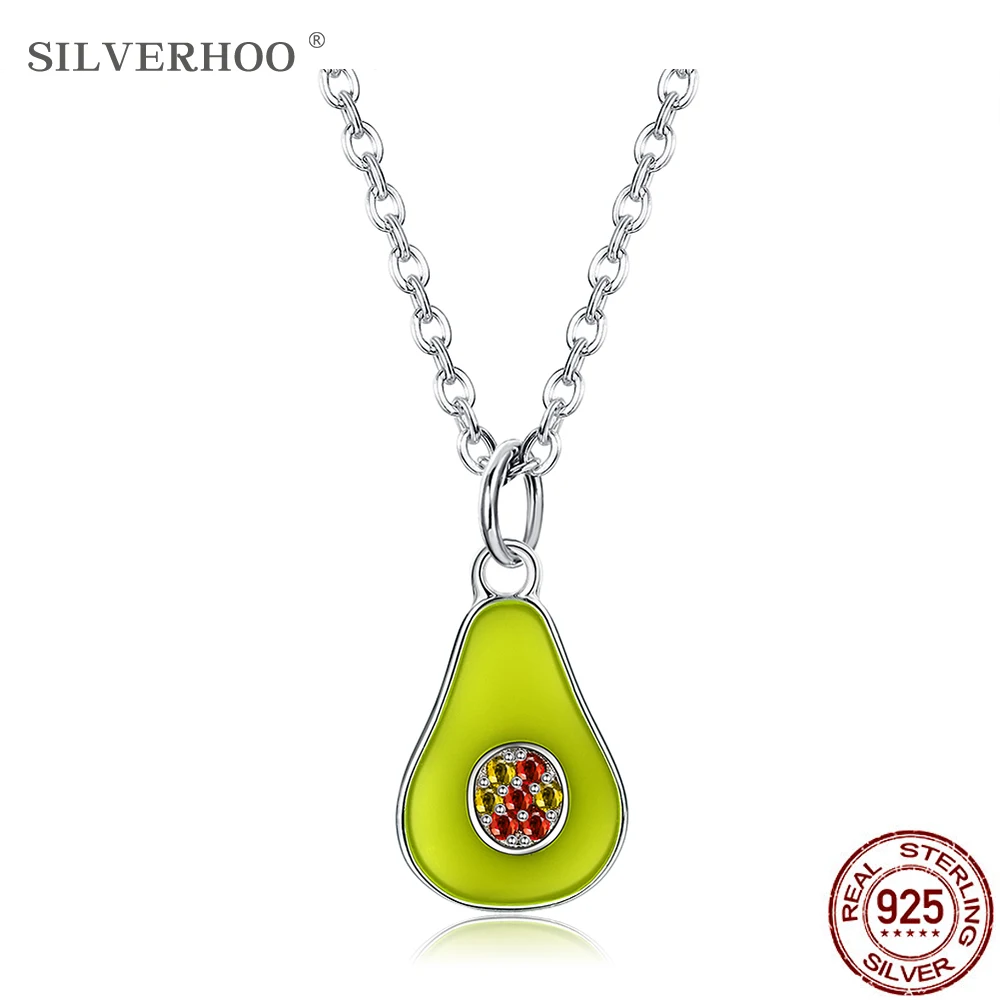 SILVERHOO 925 Sterling Silver Necklace Cute Avocado Pendant Necklace For Women Green Color Fine Jewelry Fresh New Arrivals
SILVERHOO 925 Sterling Silver Necklace Cute Avocado Pendant Necklace For Women Green Color Fine Jewelry Fresh New Arrivals