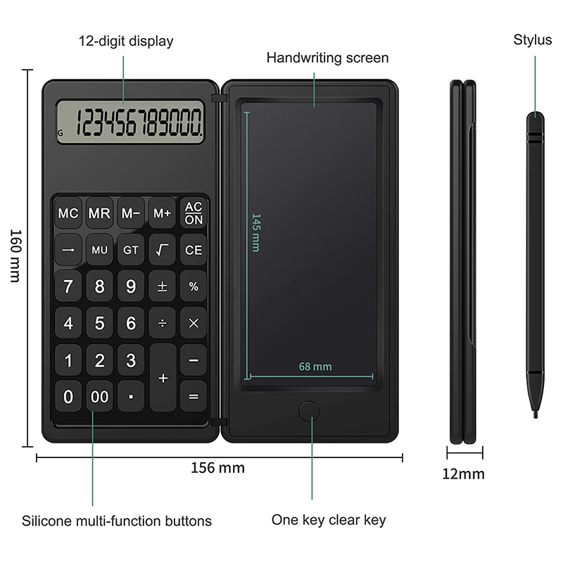 6 Inch LCD Writing Tablet Digital Drawing Pad Foldable Calculator 12 Digits Display with Stylus Pen Button Lock Function
6 Inch LCD Writing Tablet Digital Drawing Pad Foldable Calculator 12 Digits Display with Stylus Pen Button Lock Function