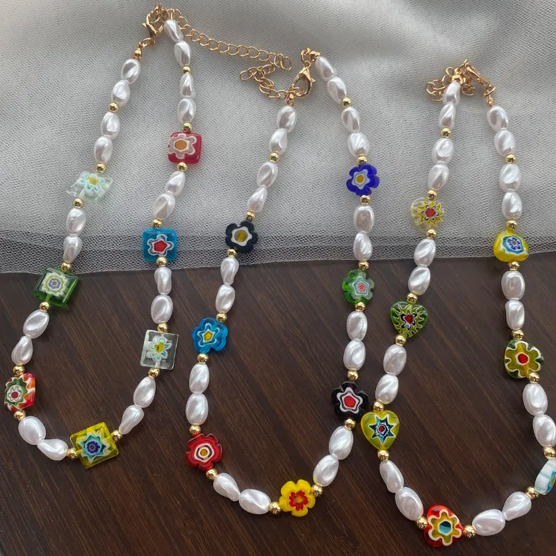 Kiwiberry Female Colorful Glazed Daisy Heart Pearl Necklace Candy Color Beaded Clavicle Choker Chain for Women Party Jewelry
Kiwiberry Female Colorful Glazed Daisy Heart Pearl Necklace Candy Color Beaded Clavicle Choker Chain for Women Party Jewelry