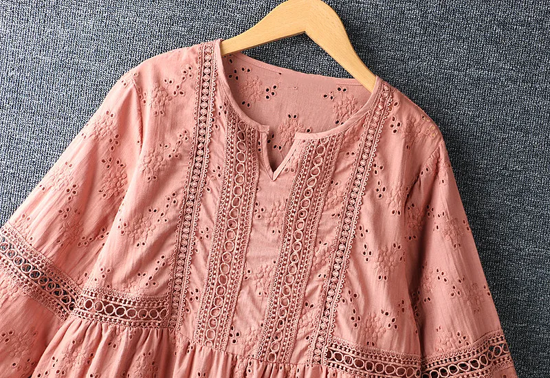 Lamtrip Retro Lace Patchwork Embroidery Hollow Out 3/4 Sleeve O-Neck Cotton Doll Shirt 2021 Summer
Lamtrip Retro Lace Patchwork Embroidery Hollow Out 3/4 Sleeve O-Neck Cotton Doll Shirt 2021 Summer