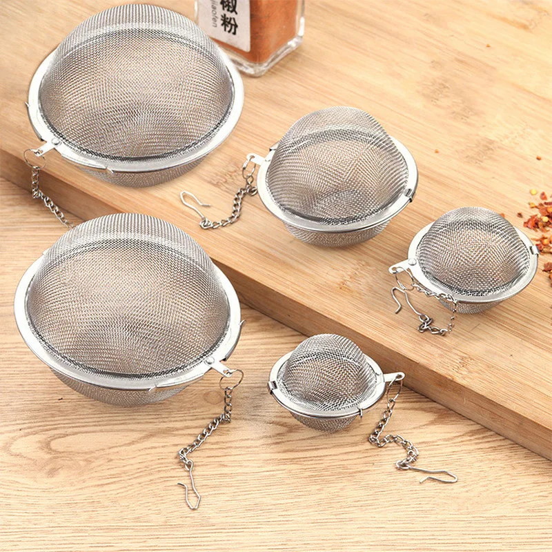1PCS 5 Size Stainless Steel Tea Infusers Sphere Locking Spice Ball Strainers Mesh Tea Leaf Filter band chain Kitchen Accessories
1PCS 5 Size Stainless Steel Tea Infusers Sphere Locking Spice Ball Strainers Mesh Tea Leaf Filter band chain Kitchen Accessories