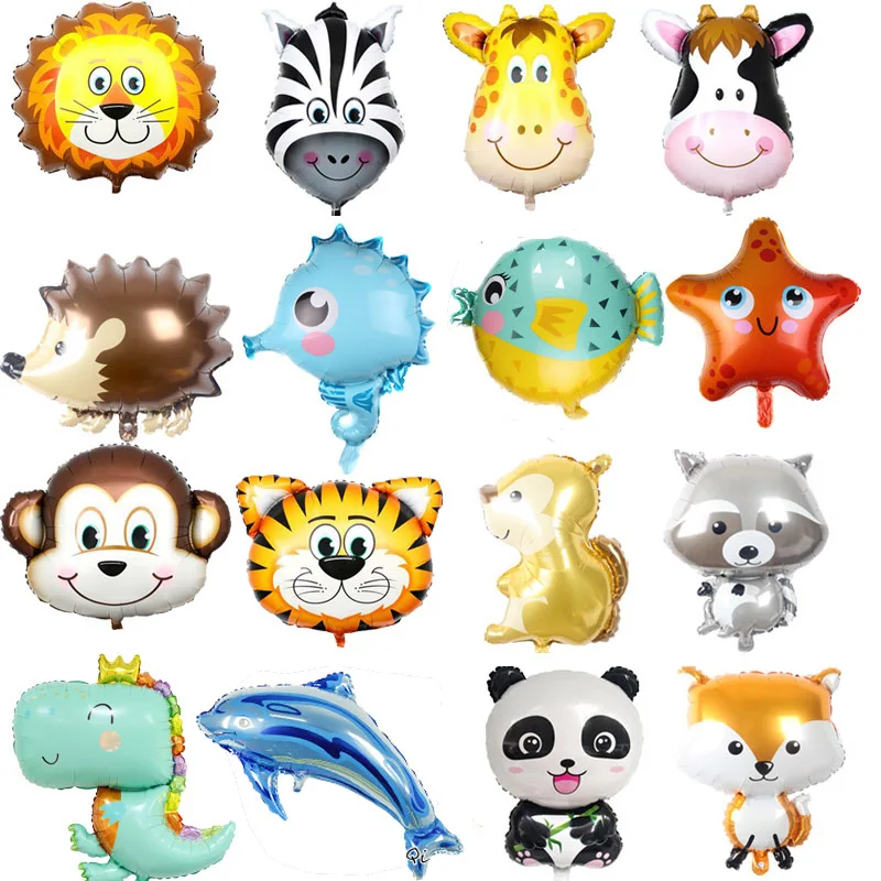 

1pc Cartoon Animal balloon Jungle theme birthday party dinosaur Cat Dog Panda hedgehog Tiger foil balloons Baby Shower Kid Gift