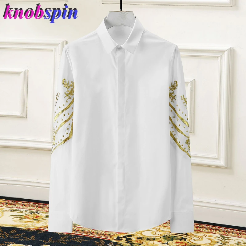 Double-sleeved Embroidery Men Shirt Casual Slim Business male Dress Shirts popular personality Camisas Plus size M-4XL Chemise
Double-sleeved Embroidery Men Shirt Casual Slim Business male Dress Shirts popular personality Camisas Plus size M-4XL Chemise