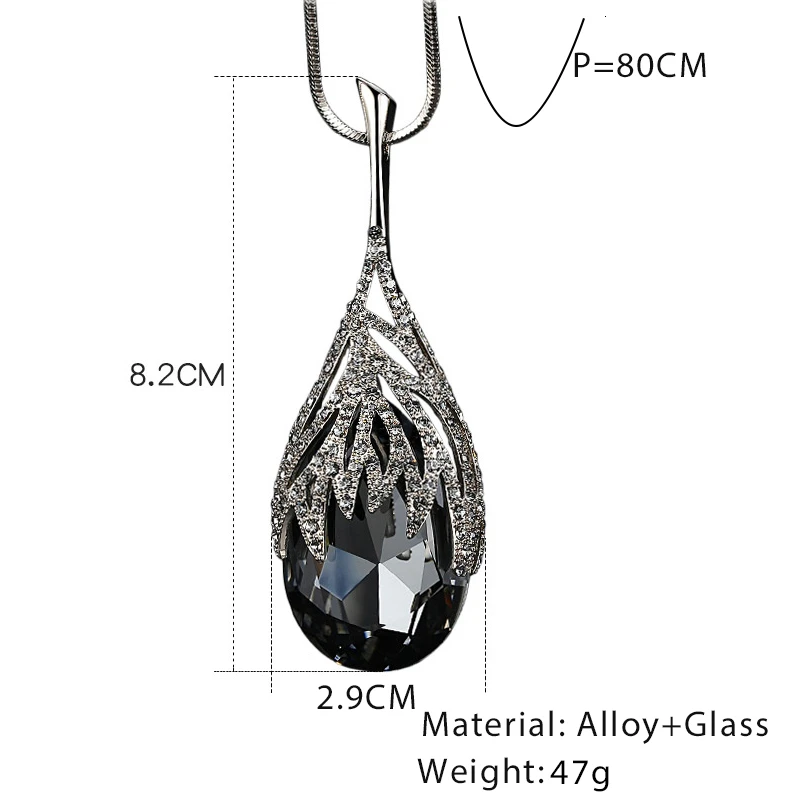 Женское колье с серым кристаллом модное ожерелье подвеской геометрической формы