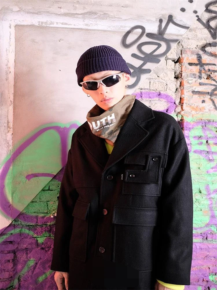 Свободное мужское пальто, однотонное дизайнерское длинное молодежное модное универсальное шерстяное пальто с лацканами и карманами, Осень... 
Свободное мужское пальто, однотонное дизайнерское длинное молодежное модное универсальное шерстяное пальто с лацканами и карманами, Осень...