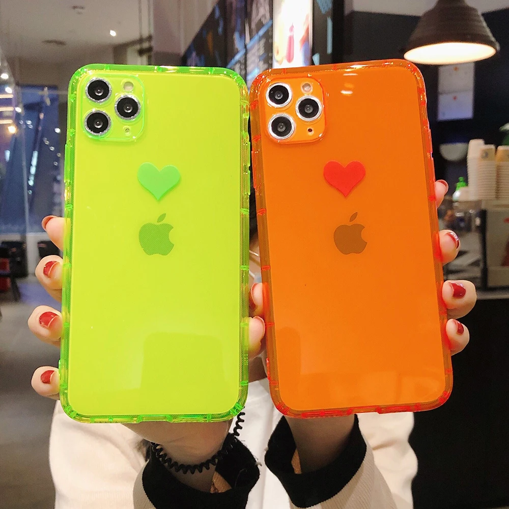 Флуоресцентный противоударный чехол Love для Iphone 11 Pro Max силиконовый Apple SE 2020 7 8 Plus X XS