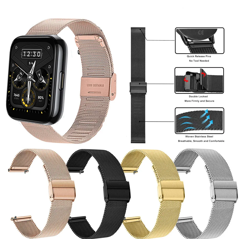 22mm Metal Watchand For Realme Watch 2/2 Pro Smartwatch Milanese Business Replace Strap Bracelet For Realwatch S / S Pro Correa 
22mm Metal Watchand For Realme Watch 2/2 Pro Smartwatch Milanese Business Replace Strap Bracelet For Realwatch S / S Pro Correa