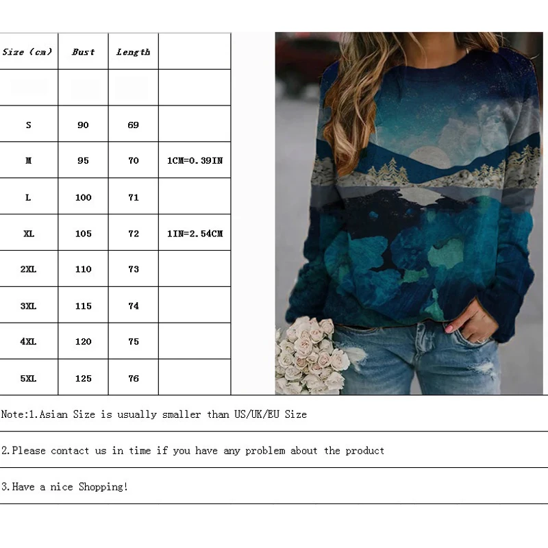 Winter Fashion Women Clothing Round Neck Print Sweatshirt Long Sleeve Casual Blouse Art Paintings Mountain Forest Tops & T-Shirt
Winter Fashion Women Clothing Round Neck Print Sweatshirt Long Sleeve Casual Blouse Art Paintings Mountain Forest Tops & T-Shirt