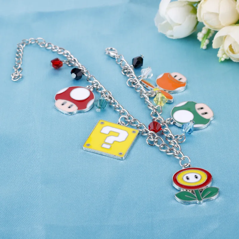 Super mario bros Mario Luigi wristband mushroom game action figure peripheral original Alloy Bracelet children's birthday gift