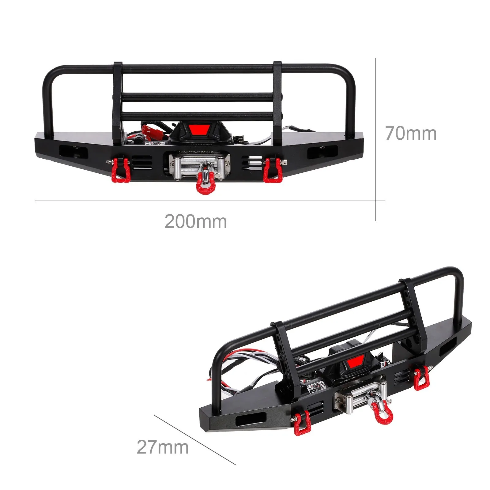 Metal Front Bumper with Winch 2 LED Light for1/10 RC Car Crawler Compatible with Traxxas Hsp Redcat Rc4wd Tamiya Axial Scx10 D90
Metal Front Bumper with Winch 2 LED Light for1/10 RC Car Crawler Compatible with Traxxas Hsp Redcat Rc4wd Tamiya Axial Scx10 D90