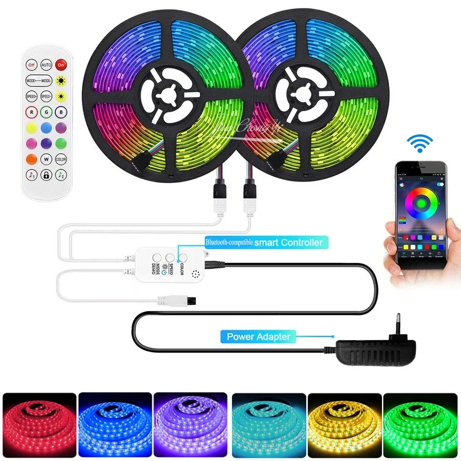 5050 30LED/M RGB LED Strip Light DC12V Flexible Tape Ribbon Diode With Bluetooth-compatible Dimmable Controller +24keys Remote
5050 30LED/M RGB LED Strip Light DC12V Flexible Tape Ribbon Diode With Bluetooth-compatible Dimmable Controller +24keys Remote