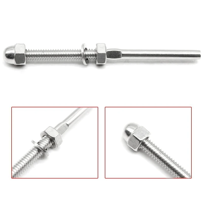 50 Pcs Stainless Steel Handrail Railing Cable Tensioner Threaded Stud End Fitting For 1/8 Inch Cable Wire (50 Pack)
50 Pcs Stainless Steel Handrail Railing Cable Tensioner Threaded Stud End Fitting For 1/8 Inch Cable Wire (50 Pack)