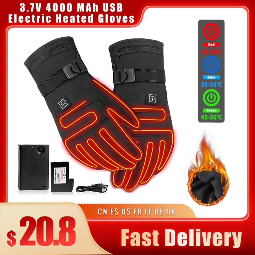 USB Electric Heated Gloves 3.7V 4000 MAh Rechargeable Battery Powered Winter gloves for men Hunting Fishing Skiing Benchmark
USB Electric Heated Gloves 3.7V 4000 MAh Rechargeable Battery Powered Winter gloves for men Hunting Fishing Skiing Benchmark