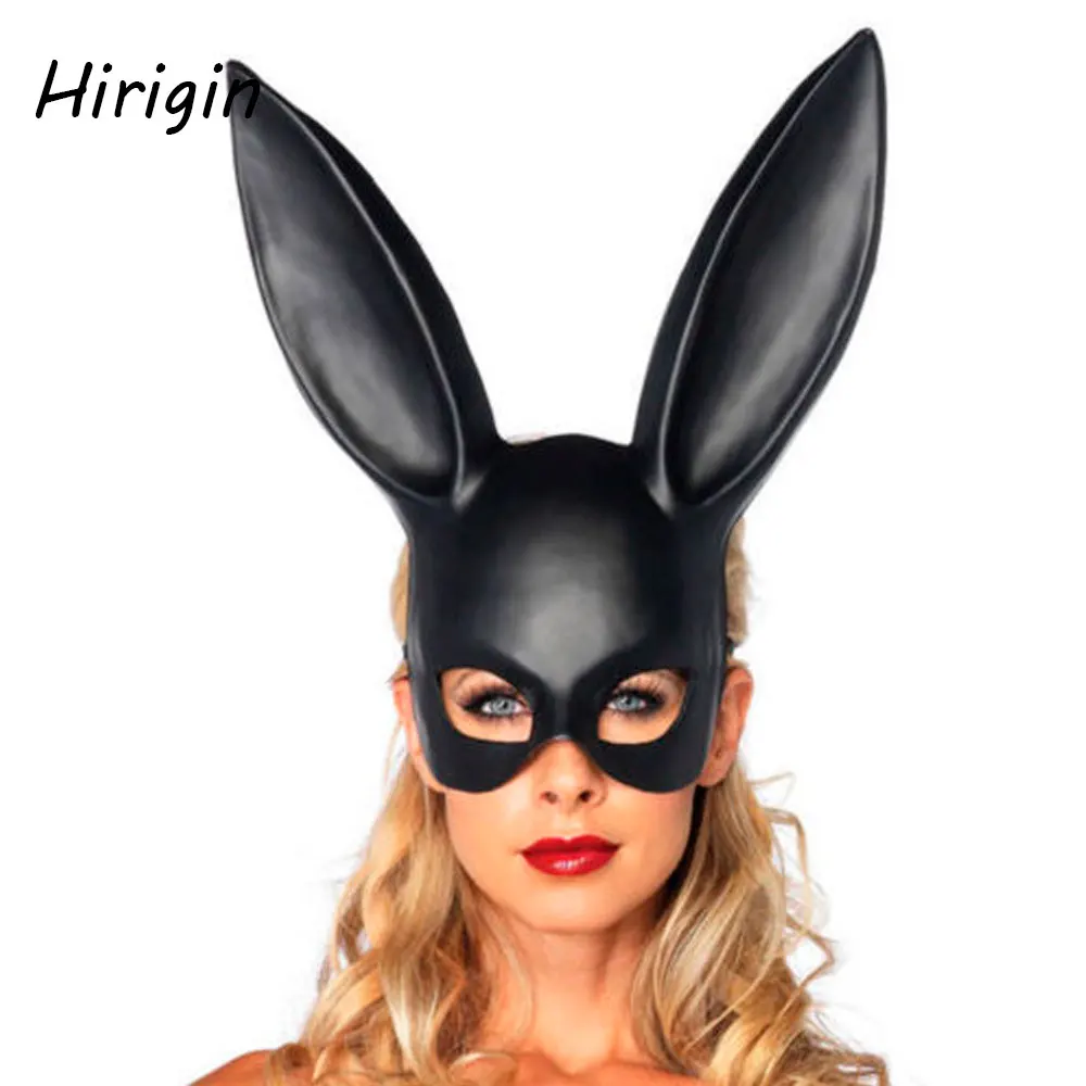 

2020 Women Girl black Sexy Rabbit Ears Mask Cute Bunny Long Ears Bondage Mask Halloween Masquerade Party Cosplay Costume Props