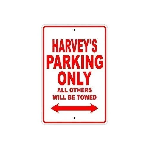 Harvey's Parking Only All Others Will Be Towed Parking Sign Red Novelty Metal Sign for Home Decor Tin Sign for Man Women Cave
Harvey's Parking Only All Others Will Be Towed Parking Sign Red Novelty Metal Sign for Home Decor Tin Sign for Man Women Cave