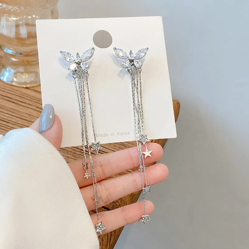 2020 New Arrival Vintage Zircon Butterfly Long Tassel Star Dangle Earrings For Women sweet Metal Jewelry Oorbellen Gift
2020 New Arrival Vintage Zircon Butterfly Long Tassel Star Dangle Earrings For Women sweet Metal Jewelry Oorbellen Gift