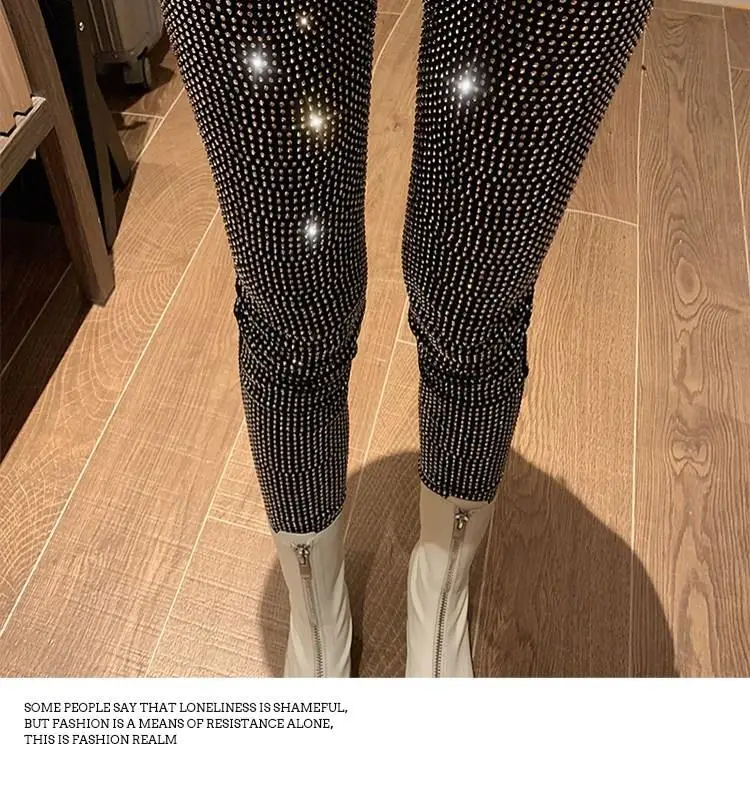 European 2021 Autumn Woman Pants New Hot Rhinestone Trousers Fashion Pants Women Harajuku Slim Sweatpants Women mujer pantalones
European 2021 Autumn Woman Pants New Hot Rhinestone Trousers Fashion Pants Women Harajuku Slim Sweatpants Women mujer pantalones