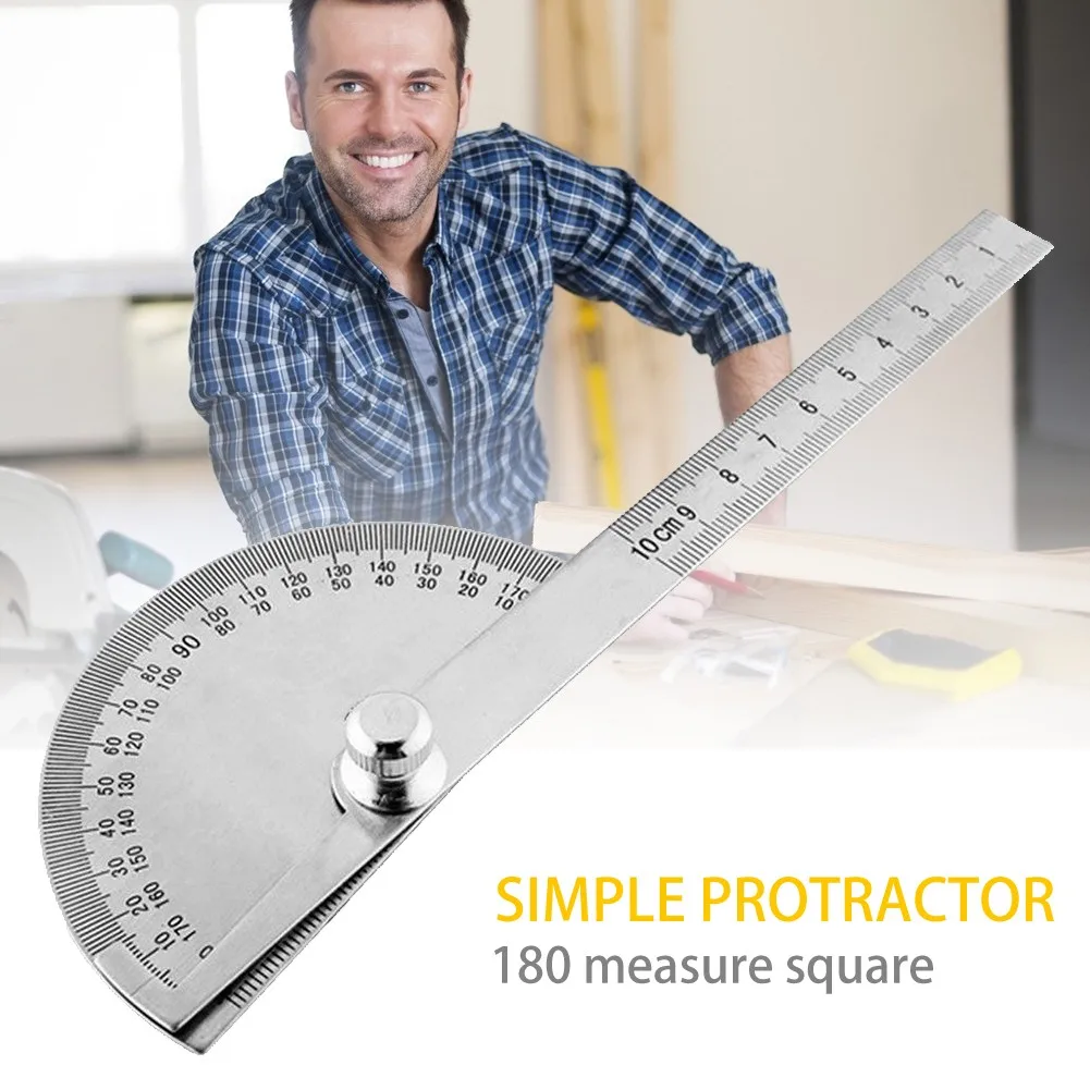 180 Degree Stainless Steel Protractor 100mm Arm Measure Metal Ruler Angle Gauge Rotary Measuring Ruler 100/150
180 Degree Stainless Steel Protractor 100mm Arm Measure Metal Ruler Angle Gauge Rotary Measuring Ruler 100/150