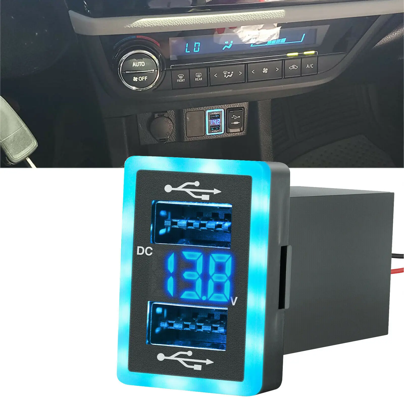 6.4A Dual USB QC3.0 Quick Charger Port Socket LED Voltmeter For Toyota 1.3 x 0.9
6.4A Dual USB QC3.0 Quick Charger Port Socket LED Voltmeter For Toyota 1.3 x 0.9
