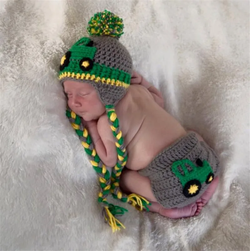 

Newborn Baby infant Girls cute Boys Crochet Knit Costume Photo Photography Prop Pants with Hat Outfit clothes 0-6M Baby