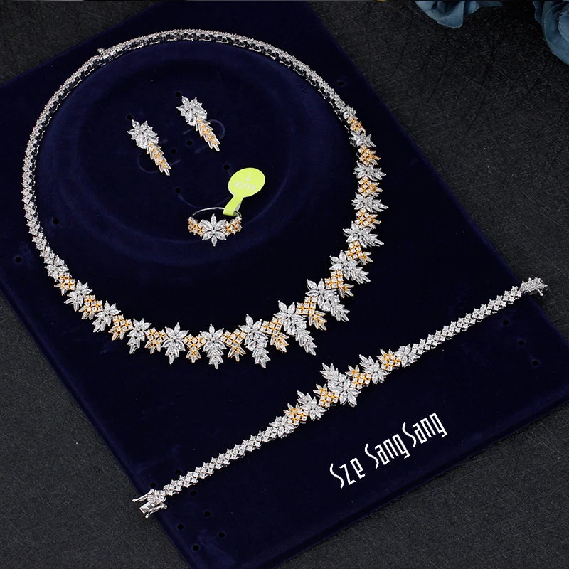 Hot Selling Exquisite Women Jewelry Set 4 PCS Cubic Zirconia Charming Nigerian Bridal Ring Necklace Jewellery For Wedding Dating
Hot Selling Exquisite Women Jewelry Set 4 PCS Cubic Zirconia Charming Nigerian Bridal Ring Necklace Jewellery For Wedding Dating