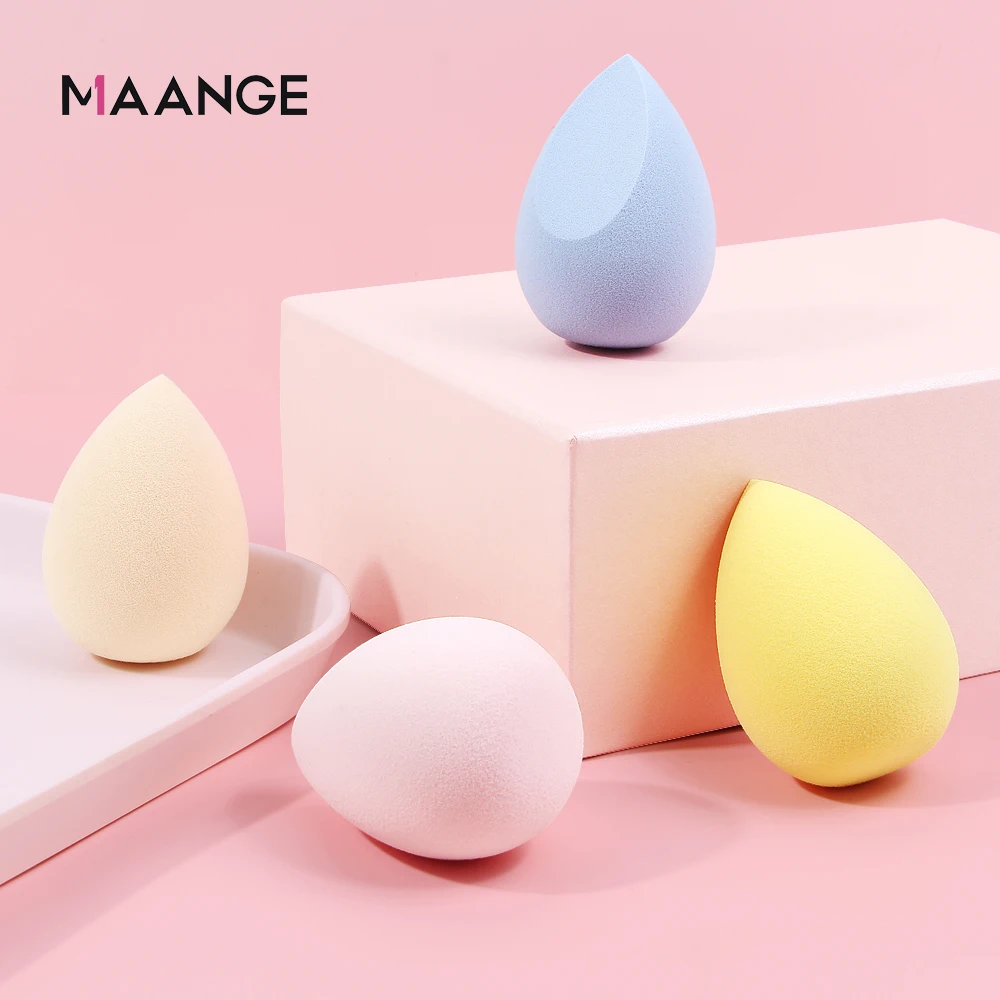 

MAANGE 4Pcs Makeup Sponge Set Blender Cosmetics Foundation Concealer Blending Powder Liquid Cream Make Up Puff Tools With Box
