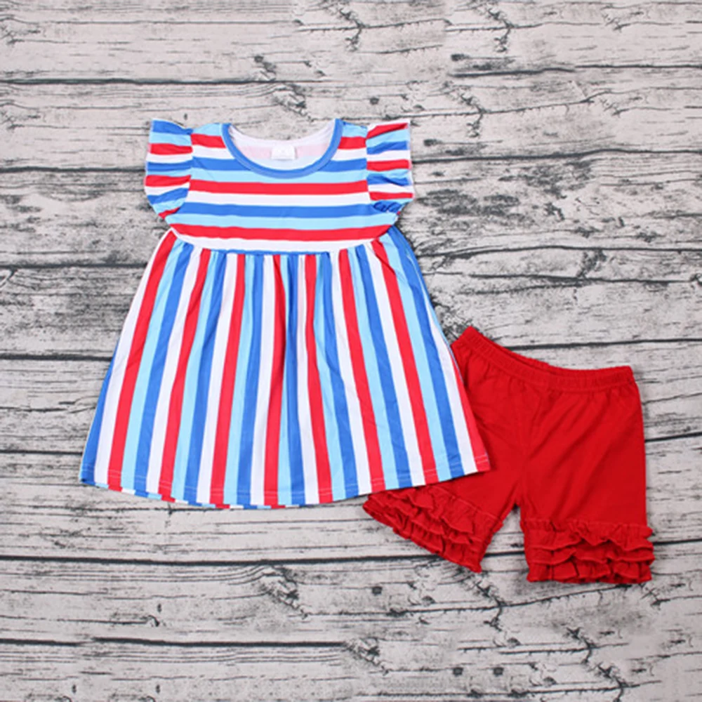 2020 Hot sale kids children summer boutique July 4th fashion blue red striped tunic red shorts O-neck clothing sets
2020 Hot sale kids children summer boutique July 4th fashion blue red striped tunic red shorts O-neck clothing sets