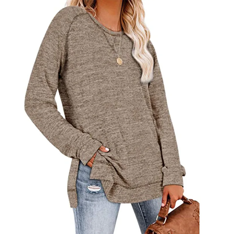 New Women T-shirts Solid Color Round Neck Long Sleeve Split Tops Female Spring Casual Long Sleeve Sweatshirt Top
New Women T-shirts Solid Color Round Neck Long Sleeve Split Tops Female Spring Casual Long Sleeve Sweatshirt Top