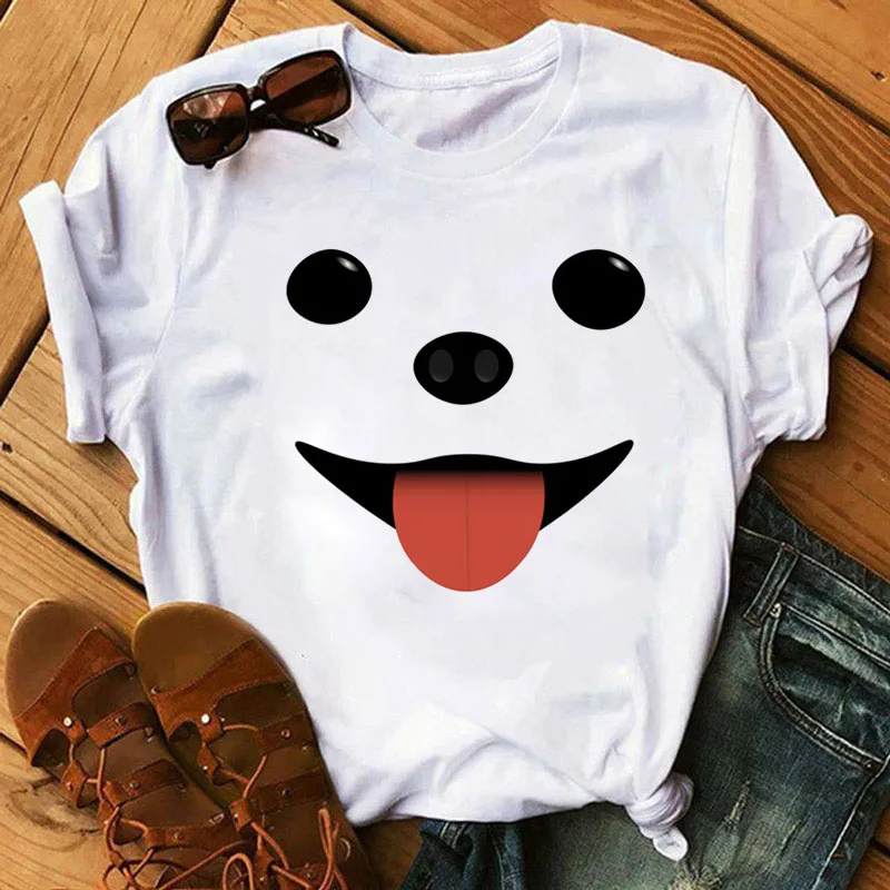 Happy Pomeranian Puppy Face Printed T Shirt Fashion Women T Shirt Female Cartoon Cute Tops Women Tee Shirts Dog Lover T-shirts
Happy Pomeranian Puppy Face Printed T Shirt Fashion Women T Shirt Female Cartoon Cute Tops Women Tee Shirts Dog Lover T-shirts