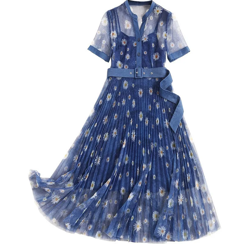 Runway Mesh Sheer Sashes Short Sleeve Sweet Blue Party Dresses Dinner Club Night Vouge Dress Elbise Frocks for Women
Runway Mesh Sheer Sashes Short Sleeve Sweet Blue Party Dresses Dinner Club Night Vouge Dress Elbise Frocks for Women