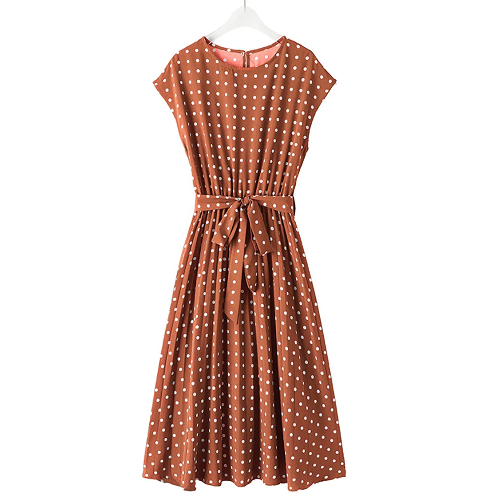 Summer Women's Polka Dot Printed Chiffon Short Sleeve Round Neck Dress Slim-Fit Lace Up Commuter Elegant Simple Style 2021 New
Summer Women's Polka Dot Printed Chiffon Short Sleeve Round Neck Dress Slim-Fit Lace Up Commuter Elegant Simple Style 2021 New