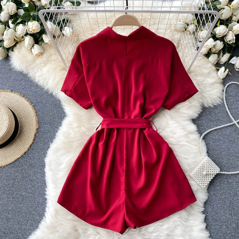 LY VAREY LIN New Summer Women Casual High Waist Bandage Slim Wide Leg Shorts Office Lady Short Sleeve Single Breasted Jumpsuit
LY VAREY LIN New Summer Women Casual High Waist Bandage Slim Wide Leg Shorts Office Lady Short Sleeve Single Breasted Jumpsuit