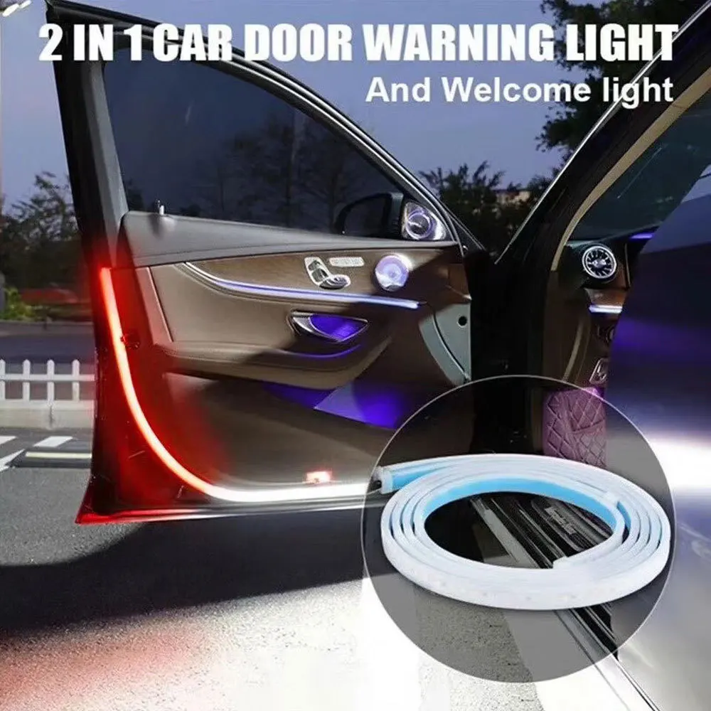 

Led Car Door Welcome Light Strip Bar Streamer Safety Warning Lamp 12v 3528 2835 Smd Anti-Collision Red Light Ambient Light 1.2m