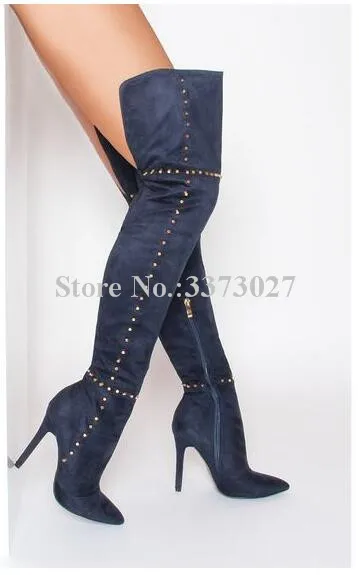 Women Sexy Rivets Long Boots Fashion Stiletto Heel Spikes Thigh High Boots Lady New Design Large Size Over the Knee Boots
Women Sexy Rivets Long Boots Fashion Stiletto Heel Spikes Thigh High Boots Lady New Design Large Size Over the Knee Boots