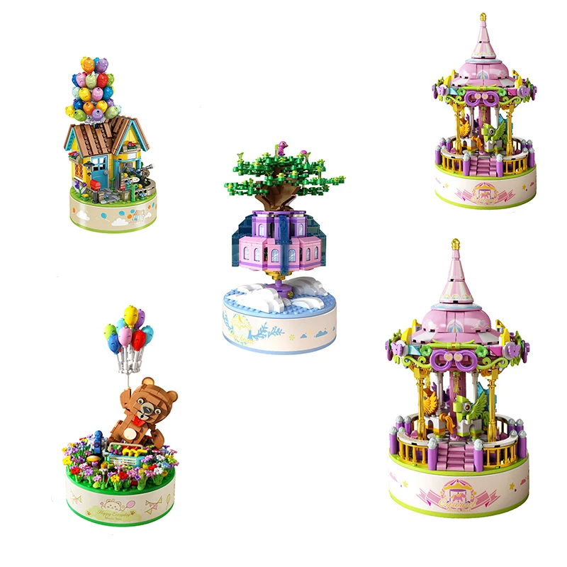 MOC Mini Castle Carousel Sky City Bear Music Box Model Creative Ideas Series Building Blocks Brick Toys Kids Birthday Gift Set 
MOC Mini Castle Carousel Sky City Bear Music Box Model Creative Ideas Series Building Blocks Brick Toys Kids Birthday Gift Set