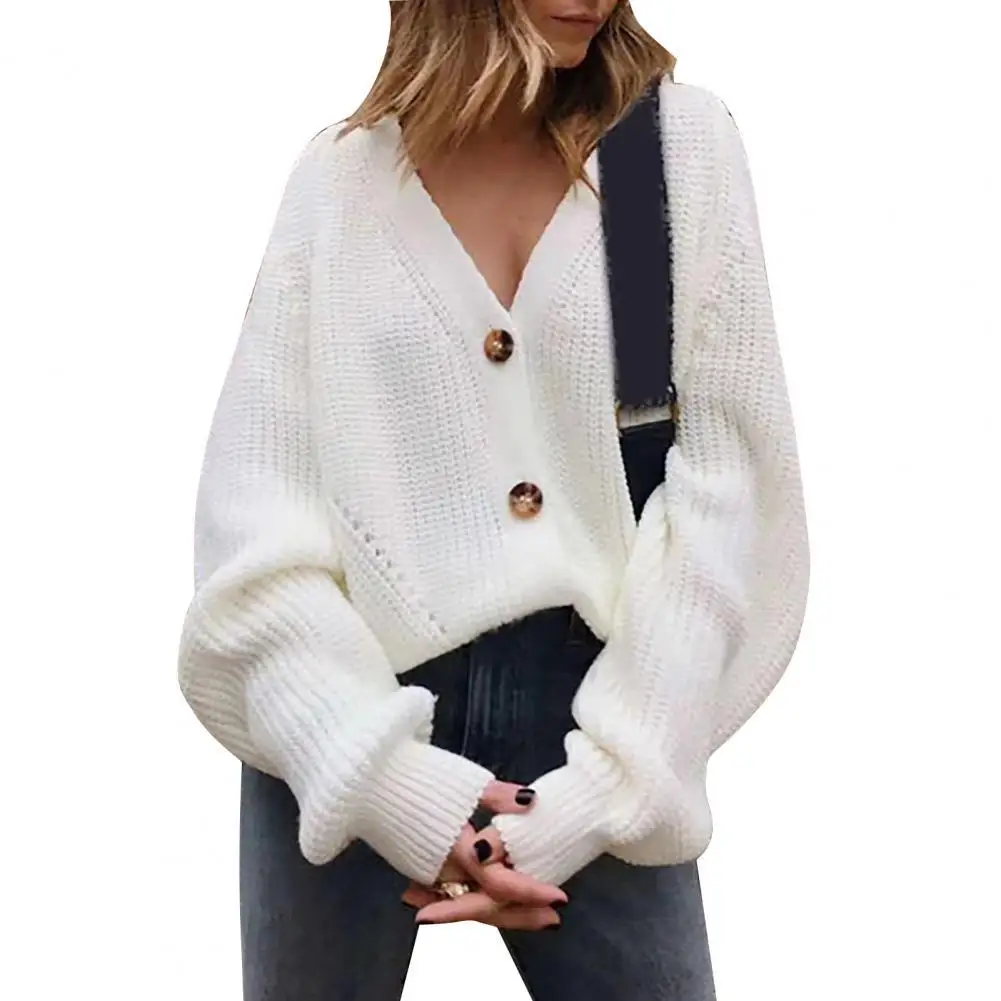 Women Loose Sweater Solid Color Single-breasted Autumn Winter Long Sleeve V Neck Ladies Knitted Coat Streetwear
Women Loose Sweater Solid Color Single-breasted Autumn Winter Long Sleeve V Neck Ladies Knitted Coat Streetwear