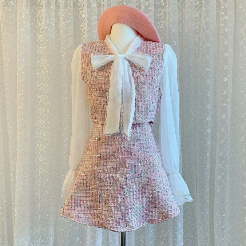 2021 Spring Two Piece Outfits For Women Office Lady Sweet Suits Short Tops & Mini Skirt Set Ladies Clothes Tweed 2 Piece Set
2021 Spring Two Piece Outfits For Women Office Lady Sweet Suits Short Tops & Mini Skirt Set Ladies Clothes Tweed 2 Piece Set