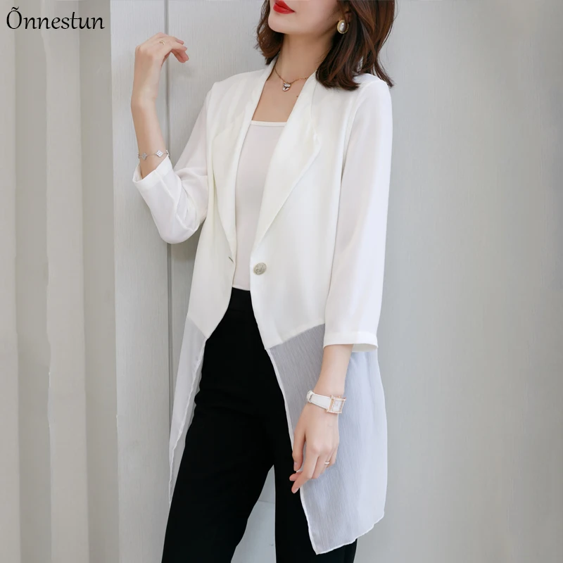 Blazer Woman Solid Half Sleeve Women's Jackets Spring 2021 Woman Cloth Chiffon Patchwork Casual Summer Elegant Female Jacket
Blazer Woman Solid Half Sleeve Women's Jackets Spring 2021 Woman Cloth Chiffon Patchwork Casual Summer Elegant Female Jacket