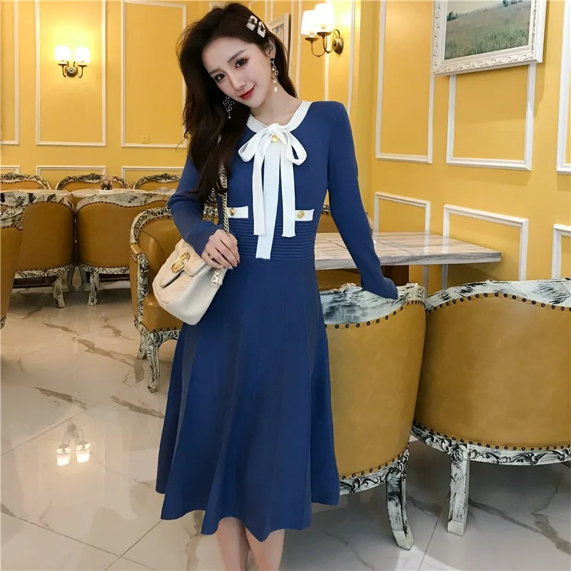 Banulin Autumn Winter Women Pleated Dress Vintage Long Sleeve Bow Dress Elegant Female Slim A-line Dress Casual Work Vestidos
Banulin Autumn Winter Women Pleated Dress Vintage Long Sleeve Bow Dress Elegant Female Slim A-line Dress Casual Work Vestidos