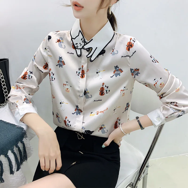 2019 vintage British style womens blouses and tops long sleeve kawaii cat print embroidery button down ladies shirt camisa mujer
2019 vintage British style womens blouses and tops long sleeve kawaii cat print embroidery button down ladies shirt camisa mujer