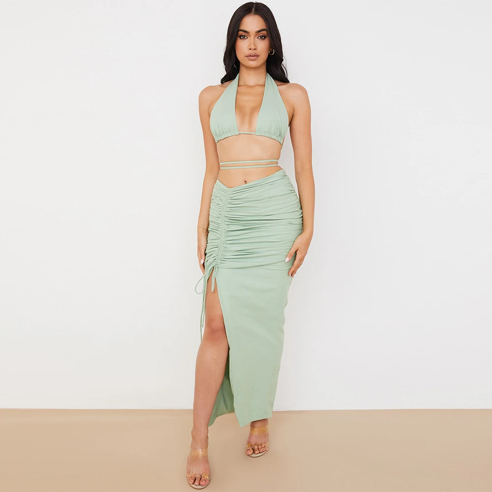 Fyrneh Two Piece Sets Dresses Woman Summer Thigh Split Ruched Long Skirt and Blackless Tank Top Sexy Outfit
Fyrneh Two Piece Sets Dresses Woman Summer Thigh Split Ruched Long Skirt and Blackless Tank Top Sexy Outfit