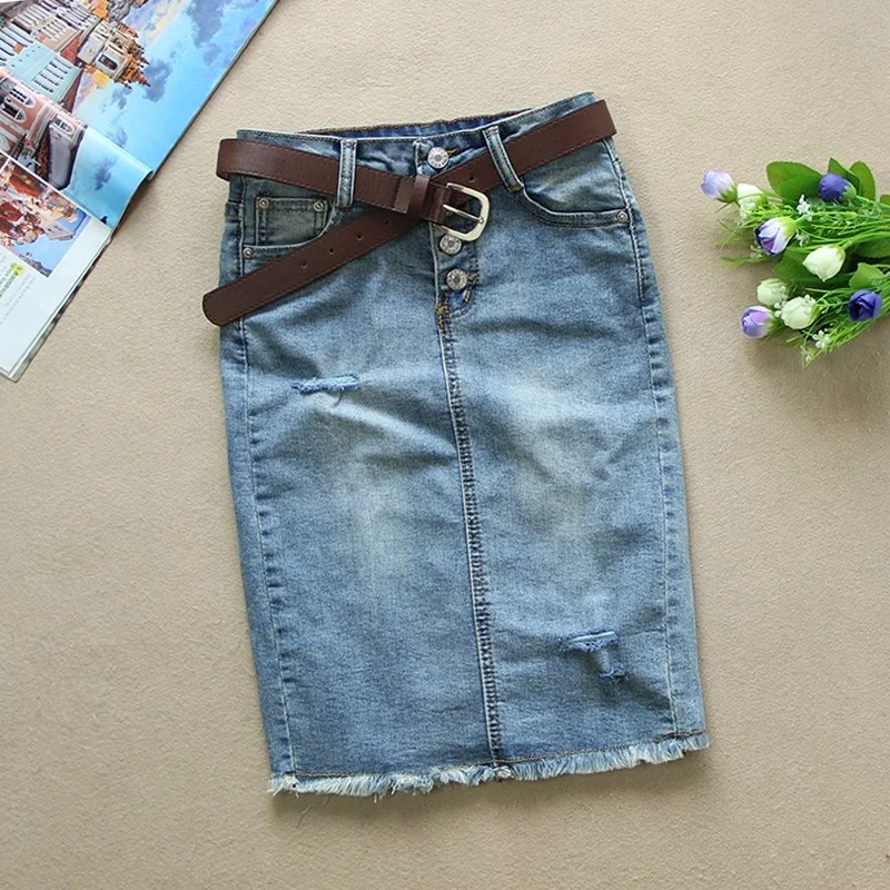 Women Slim Denim Skirt Fashion Sexy Single Breasted Jeans Skirts Ladies New Elegant Knee-Length Blue Pencil Skirt Female
Women Slim Denim Skirt Fashion Sexy Single Breasted Jeans Skirts Ladies New Elegant Knee-Length Blue Pencil Skirt Female