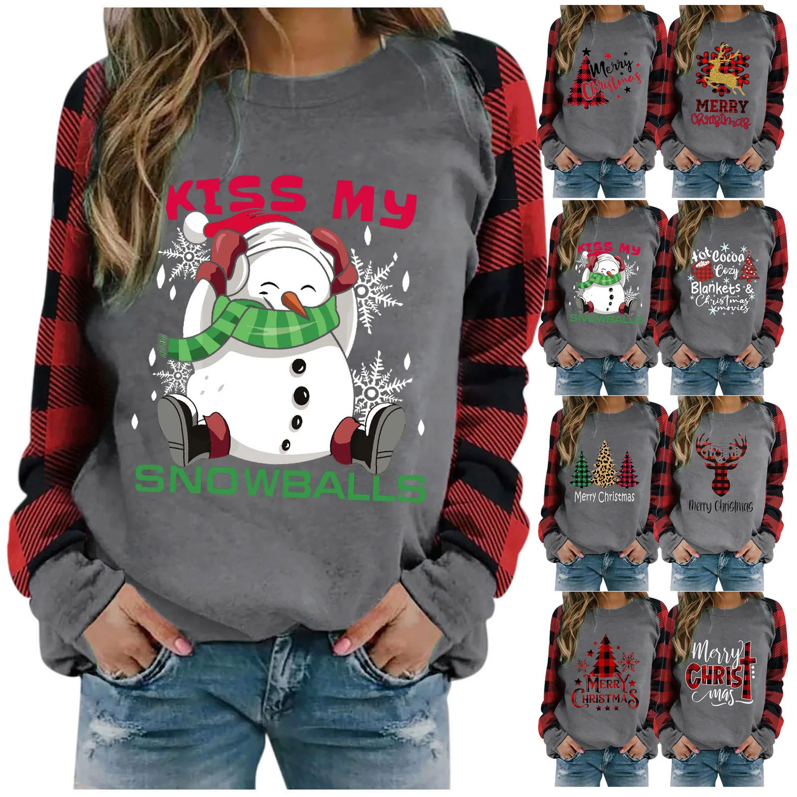 2021 Fashion Christmas Elk Printing Casual Women Hoodie Sweatshirts Patchwork Plaid Crewneck Long Sleeve Blusas Pullover Tops
2021 Fashion Christmas Elk Printing Casual Women Hoodie Sweatshirts Patchwork Plaid Crewneck Long Sleeve Blusas Pullover Tops