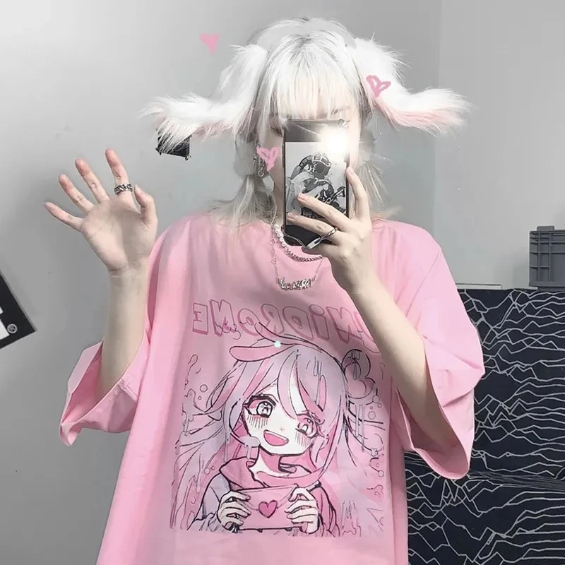 T-shirt Women Harajuku Aesthetic lovely Pink Tops Tshirt Tee Japan Anime Print Style Y2k Comics Female T Shirt Kawaii accessory
T-shirt Women Harajuku Aesthetic lovely Pink Tops Tshirt Tee Japan Anime Print Style Y2k Comics Female T Shirt Kawaii accessory